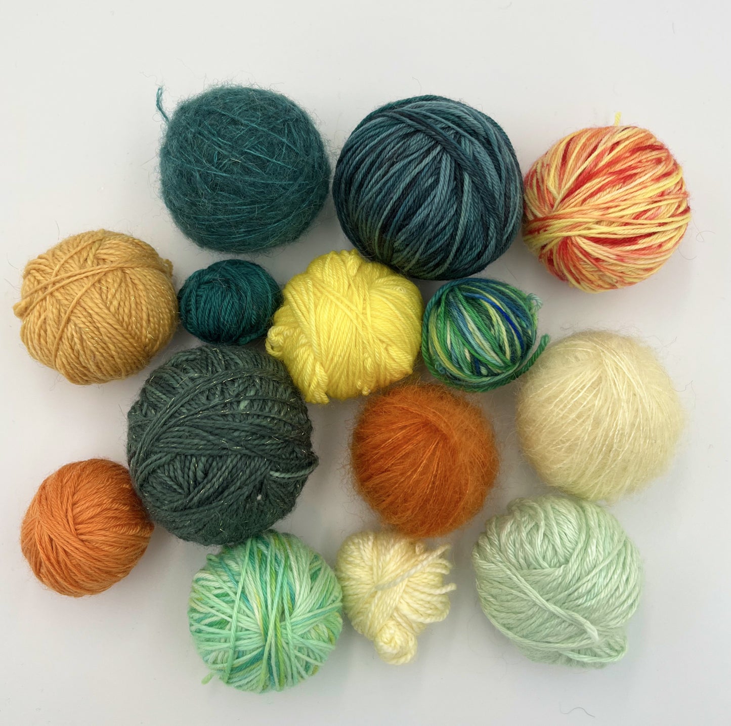 Restegarn - Sock/Mohair - Grøn/gul/orange