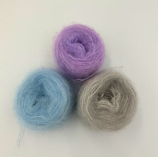 Restegarn - Kid Silk Mohair - Blå/lilla/grå